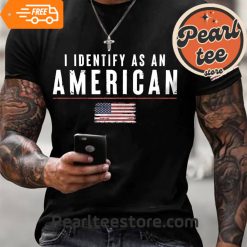 I Identify As An American Printed Round Neck TShirt Unisex Black