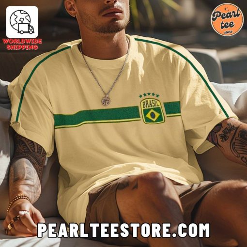 Unisex Vintage Brazil National Football Print T-Shirt – Copa America 2024