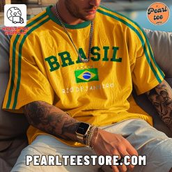 Unisex Vintage Brazil National Football TShirt Copa America 2024 Yellow