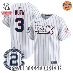 Babe Ruth New York Yankees The Bronx Graffiti Baseball Jersey White