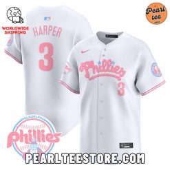 Bryce Harper Phillies Bubblegum Pink Baseball Jersey White