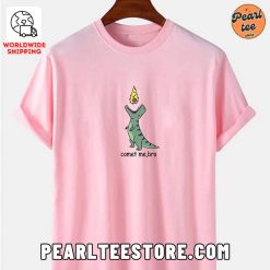 Comet Dinosaur Funny Printed TShirt Pink