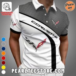 Corvette Printed Button Polo Shirt White