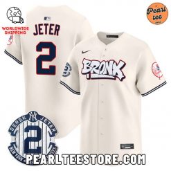 Derek Jeter New York Yankees The Bronx Graffiti Baseball Jersey Cream