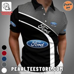 Ford Printed Button Polo Shirt Black