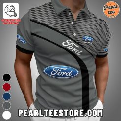 Ford Printed Button Polo Shirt Grey