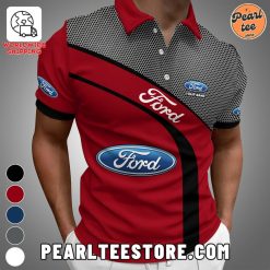 Ford Printed Button Polo Shirt Red