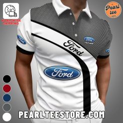 Ford Printed Button Polo Shirt White