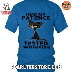 Funny Cat Unisex TShirt I Had My Patience Tested Blue