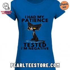 Funny Cat Womens TShirt I Had My Patience Tested Blue