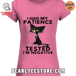 Funny Cat Womens TShirt I Had My Patience Tested Pink