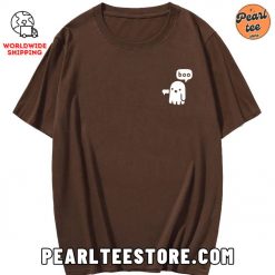 Ghost Cartoon Printed TShirt Brown