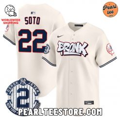 Juan Soto New York Yankees The Bronx Graffiti Baseball Jersey Cream