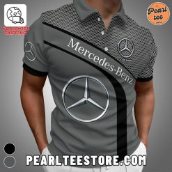 MercedesBenz Printed Button Polo Shirt Silver