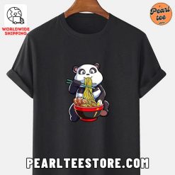 Panda Eating Ramen Graphic TShirt Black