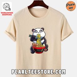 Panda Eating Ramen Graphic TShirt Cream