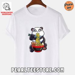 Panda Eating Ramen Graphic TShirt White