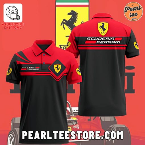 Scuderia Ferrari Red-on-Black – High Quality Printed Men’s Polo Shirt