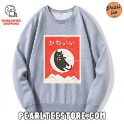 Cute Black Cat Custom Sweatshirt Gray