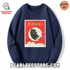 Cute Black Cat Custom Sweatshirt Navy