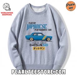 Datsun 510 Classic Japanese Car Custom Sweatshirt Gray