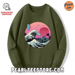 Japanese The Great Retro Wave Custom Sweatshirt Army