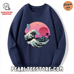 Japanese The Great Retro Wave Custom Sweatshirt Navy