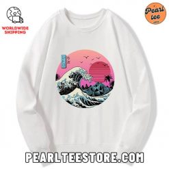 Japanese The Great Retro Wave Custom Sweatshirt White