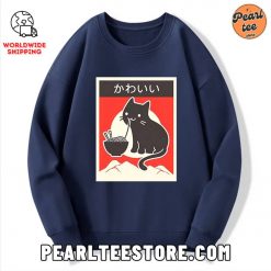 Kawaii Japanese Ramen Cat Custom Sweatshirt Navy