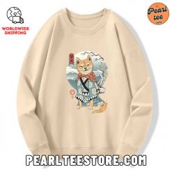 Samurai Shiba Dog Custom Sweatshirt Cream