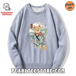 Samurai Shiba Dog Custom Sweatshirt Gray