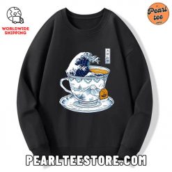 The Great Kanagawa Tea Wave Custom Sweatshirt Black