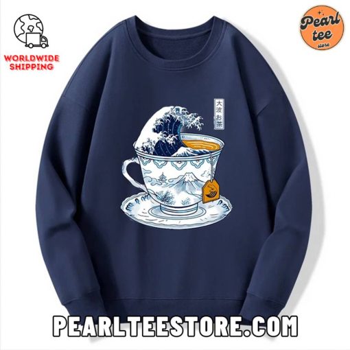 The Great Kanagawa Tea Wave Custom Sweatshirt