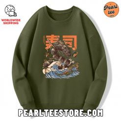 The Great Sushi Dragon Wave Custom Sweatshirt Army