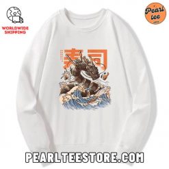 The Great Sushi Dragon Wave Custom Sweatshirt White