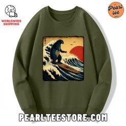 The Great Wave Godzilla Custom Sweatshirt Army