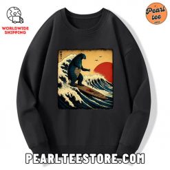 The Great Wave Godzilla Custom Sweatshirt Black