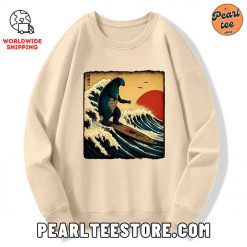 The Great Wave Godzilla Custom Sweatshirt Cream