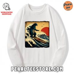 The Great Wave Godzilla Custom Sweatshirt White